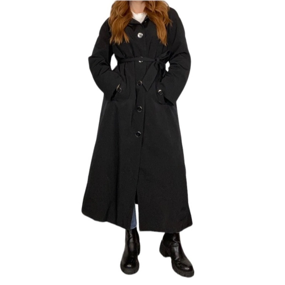 London Fog Black Trench Coat - Picture 2 of 8